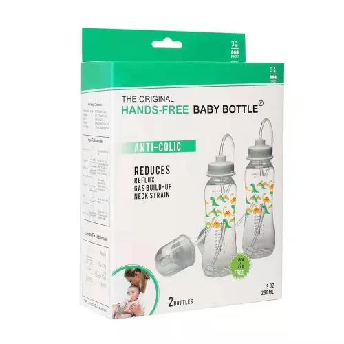 Vista 4 de Podee - Botella manos libres para bebé, sistema de alimentación anti-cólicos, Dinosaur