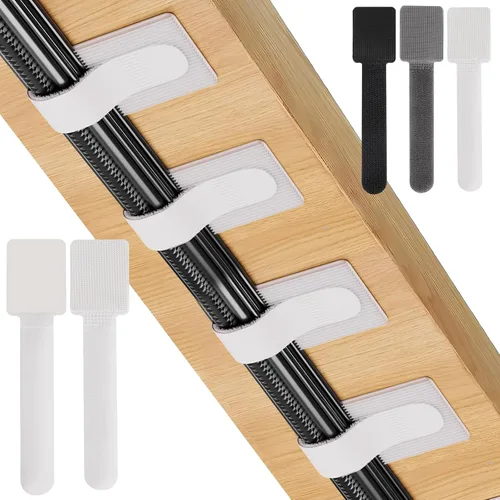 Vista 13 de Paquete de 50 bridas reutilizables autoadhesivas para organizar cables, correas ajustables de gancho y bucle para organizar cables de datos, cables