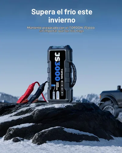 Vista 2 de TOPDON Arrancador de batería de coche JS3000, 3000A, modo de impulso, 9L Negro oscuro