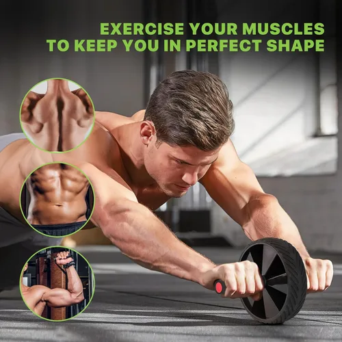 Vista 5 de Rueda de rodillo abdominal, equipo de entrenamiento portátil para gimnasio en casa para hombres y mujeres, entrenamiento de fuerza abdominal