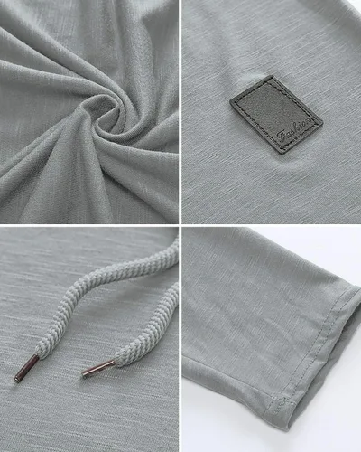 Vista 4 de Lexiart Sudadera deportiva con capucha para hombre, color liso, forro polar