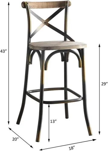 Vista 3 de Acme Silla de bar sin brazos de 43 pulgadas de alto, silla de altura de mostrador para isla de cocina, comedor, estilo de respaldo en forma de X
