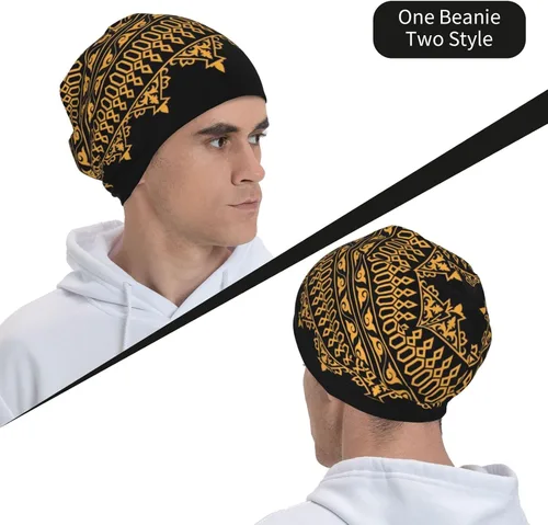 Vista 8 de Gorro africano holgado para adultos, tejido elástico, de calavera, gorro de invierno para exteriores para mujeres y hombres