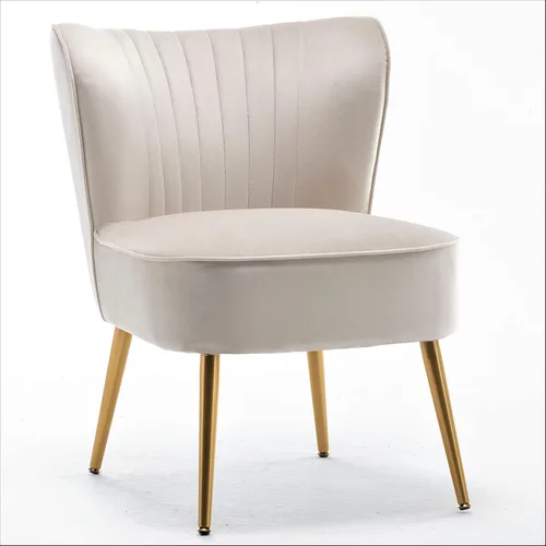 Vista 24 de Container Furniture Direct Silla moderna de terciopelo para sala de estar, dormitorio o entrada, diseño elegante y cómodo sin brazos con patas
