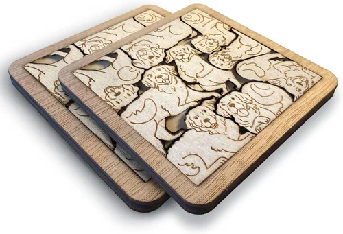 Vista 11 de Posavasos de Rompecabezas de Madera con Perro American Pit Bull Terrier - Regalo Único para Amantes de Perros Pitbull, Posavasos de Rompecabezas