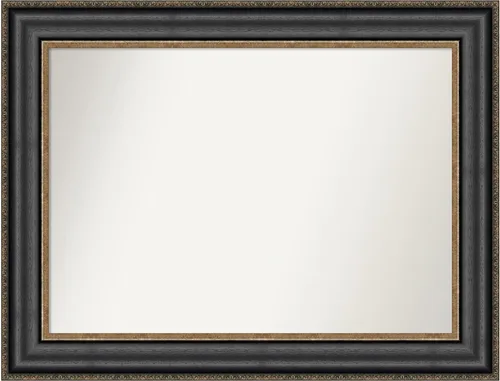 Vista 320 de Amanti Art Espejo personalizado, espejo de baño negro puente, espejo de pared o espejo de tocador de baño sobre el fregadero (26 x 26 pulgadas)