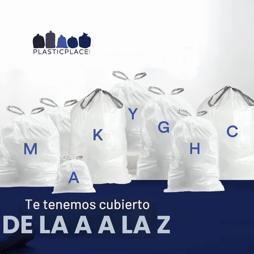 Vista 6 de Plasticplace - Bolsas de basura con ajuste personalizado, compatibles con simplehuman Code D, con cordón, color blanco, 5,3 galones / 20 litros