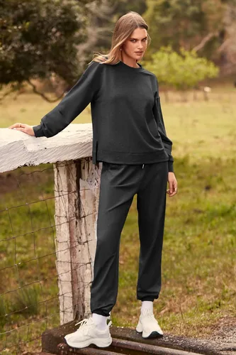 Vista 4 de Prettygarden - Conjunto de pijama para mujer, teñido anudado, de dos piezas, pijama con camiseta de manga larga y pantalón largo, con bolsillos