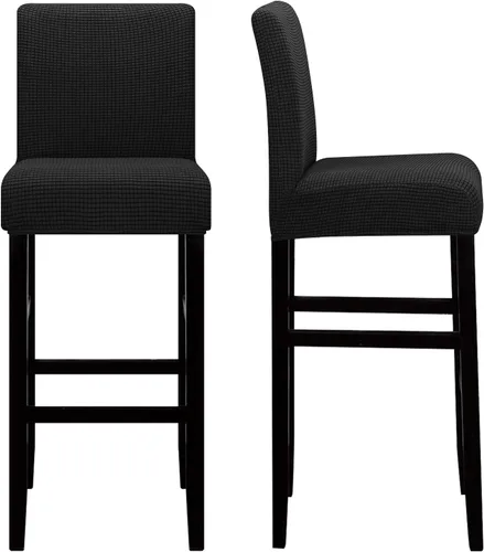 Vista 6 de Lellen - Juego de 2 fundas para taburete de bar, funda estirable y lavable para taburete de bar, fundas extraíbles para silla de bar con respaldos