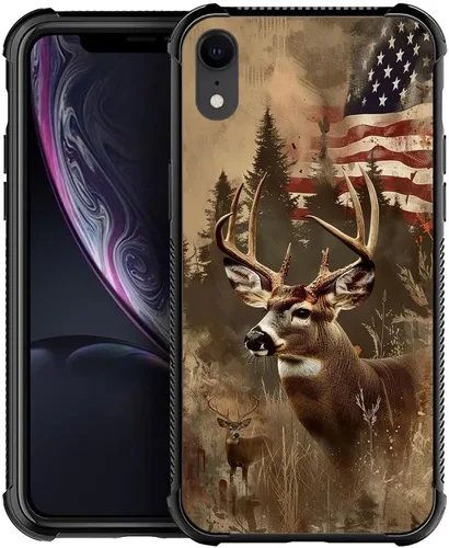 Vista 15 de DJSOK Funda compatible con iPhone XR, H American Eagle Flag con cuatro esquinas, protección a prueba de golpes, TPU suave y patrón de policarbonato