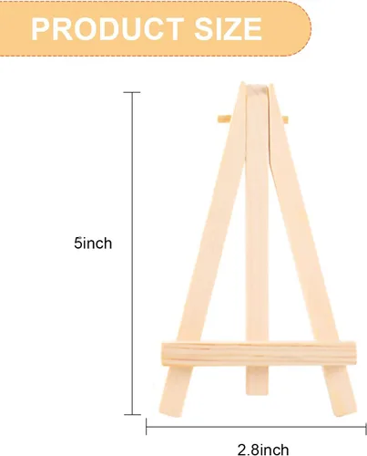 Vista 2 de Caballete de madera pequeño triangular, 60 piezas 5 Inch Tabletop Triangles Painting Canvas Holder, Bulk Small Artist Picture Photo Card Frames
