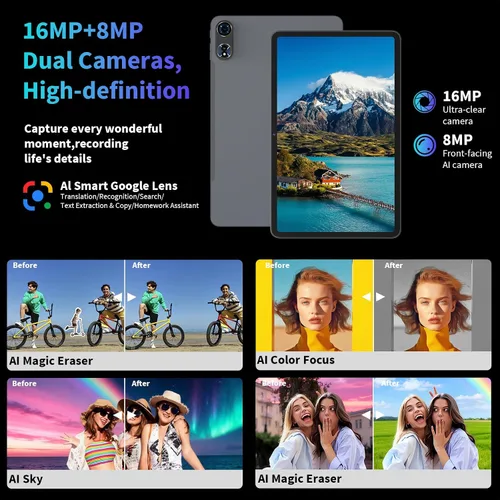 Vista 8 de Tablet grande de 12 pulgadas 2026, Android 16 con teclado, 24GB+256GB+2TB Expand, Tablets PC con 2K Gemini AI, 8000mAh, Octa-Core, 16+8MP, tabletas