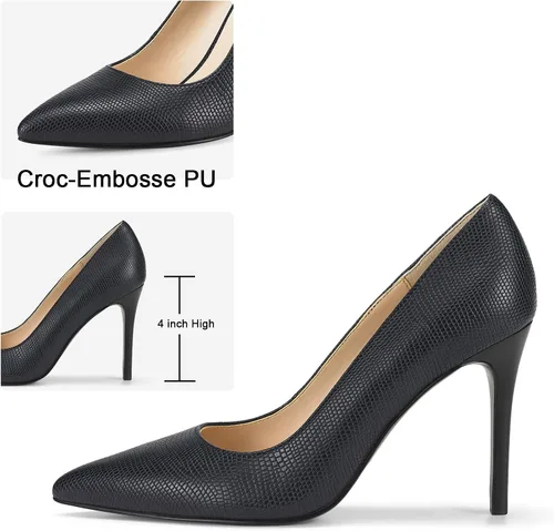Vista 3 de JENN ARDOR Zapatos de tacón alto para mujer, con punta cerrada, de aguja, clásico, para oficina, boda, boda, sexy, para baile de graduación