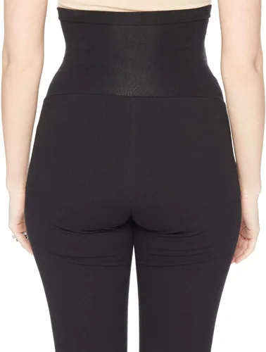 Vista 4 de Motherhood Maternity - Leggings elásticos esenciales para mujer, ajuste secreto sobre el vientre, longitud completa y cortos XS-3X, paquetes de 1 y 2