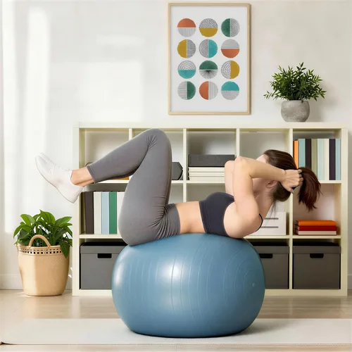 Vista 4 de Amazon Basics - Pelota antiestallido para ejercicios con bomba, diámetro de 23-26
