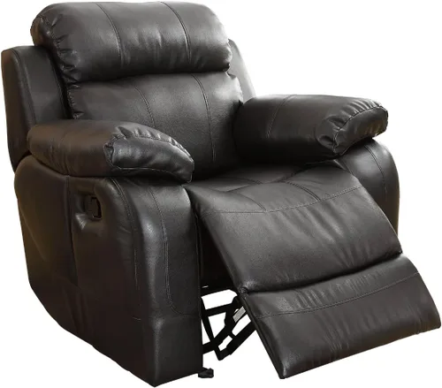 Vista 8 de Homelegance Sofá reclinable Marille con soporte para taza de consola central, cuero regenerado negro