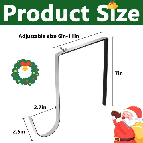 Vista 2 de Colgador de Corona de Lápida de Navidad- Se Ajusta 6"-11" Soporte Ajustable para Corona de Lápida de Cementerio- Soporte de Corona de Lápida