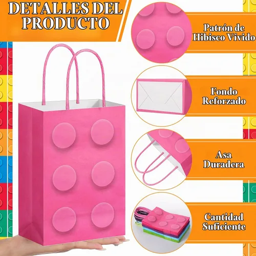 Vista 4 de PerKoop - 24 bolsas de bloques de construcción para fiesta, bolsas