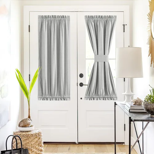 Vista 20 de NICETOWN Cortinas de Lino para Puerta Lateral - Cortinas Opacas con Aislamiento Térmico para Puerta Delantera Francesa para Sombra Pequeña