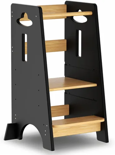 Vista 16 de COSYLAND - Taburete de pie para niños ajustables en altura - Taburete de cocina para niños súper estable con panel protector - Taburete de cocina