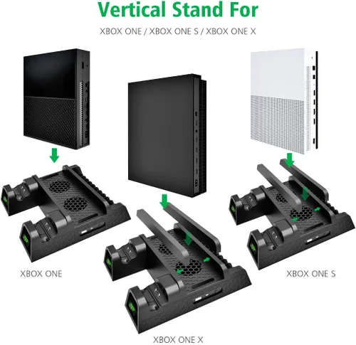 Vista 4 de OIVO Soporte de refrigeración vertical compatible con Xbox One XOne SRegular One ventilador de refrigeración con 2 baterías de 600 mAh
