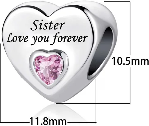 Vista 2 de Birthday Pink Heart I Love You Forever Bead Charms Compatible with Pandora Bracelets for Dad Wife Granddaughter Mom Daughter Nan Auntie Grandma
