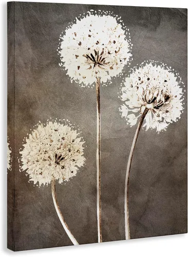 Vista 3 de Lienzo decorativo para pared con diseño de diente de león esponjoso, 16 x Flores de diente de león rústico