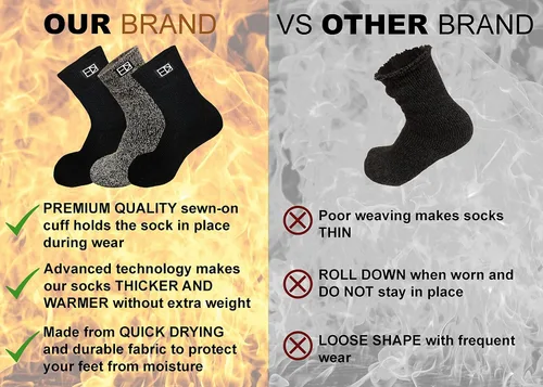 Vista 4 de Everdano Feet Warmers Cold Weather Insulated Thermal Socks, Pack of 2