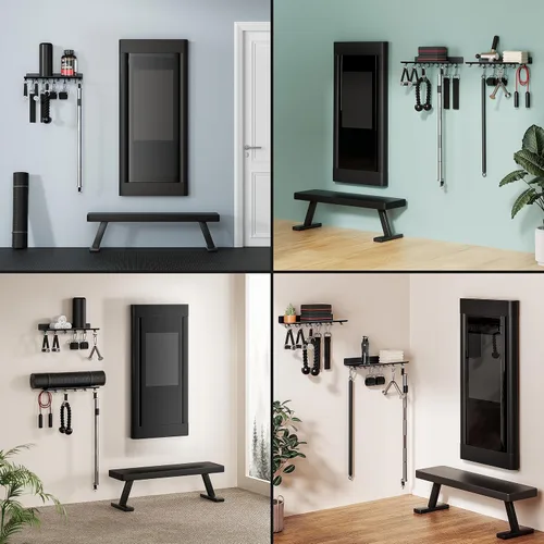 Vista 6 de Estante Flotante de 1 Nivel Compatible con Accesorios Tonales, Estante de Almacenamiento para Gimnasio en Casa, Organizador de Montaje en Pared