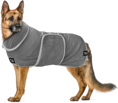 Vista 10 de Tuff Pupper Bata de baño para perro de secado rápido, toalla de felpa de 800 GSM, bata de baño súper absorbente para mascotas y cachorros, capucha