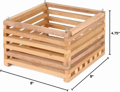 Vista 10 de Better-Gro - Cesta cuadrada de madera, 8 pulgadas Handcrafted natural wood basket with a classic, attractive square shape; provides excellent