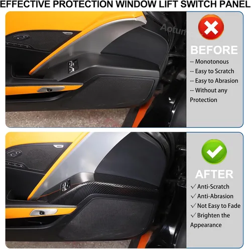 Vista 2 de Cubierta del panel de control de la ventana de la puerta del automóvil para Chevrolet Corvette C7 para el interior del automóvil (2 piezas)