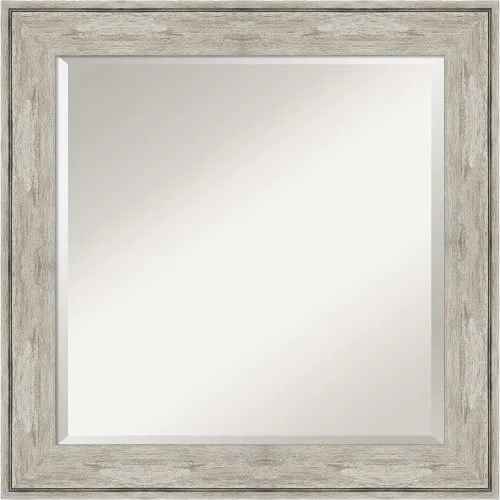 Vista 8 de Amanti Art - Espejo plateado para baño sobre lavabo, espejo de tocador rectangular metálico agrietado de 25x21, marco rústico pequeño