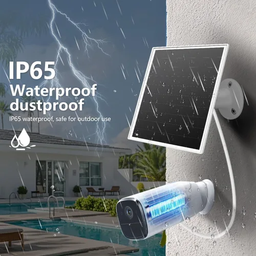 Vista 9 de Panel solar de 6W para cámara de seguridad al aire libre con micro USB y USB-C, cargador de panel solar para cámara de batería, se ajusta a