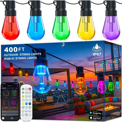 Vista 7 de Tira de luces LED de 200 pies (2 rollos de luces LED de 100 pies), ultralarga, con control remoto de voz por aplicación, sincronización de música