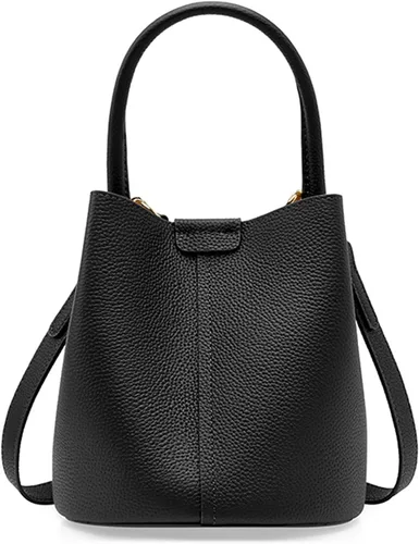 Vista 7 de Bolsos de cubo para mujer, bolsos cruzados de cuero auténtico, carteras con asa superior y correa ajustable