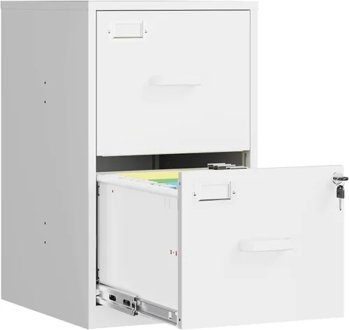 Vista 27 de Archivador de 2 cajones con cerradura, archivadores metálicos para oficina en casa, gabinete pequeño vertical negro para oficina en casa, archivador