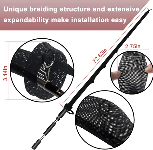 Vista 3 de Funda para caña de pescar – Paquete de 4 calcetines de manga de caña con cordón para mosca, spinning, casting, pesca en el mar