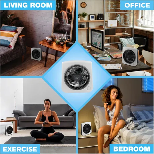 Vista 6 de Comfort Zone Ventilador de mesa Turbo con cabezal ajustable de 180 grados, 10 pulgadas, 3 velocidades, inclinación ajustable, ideal para el hogar