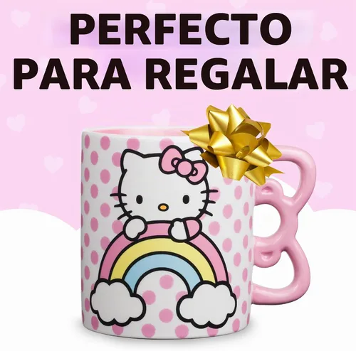 Vista 6 de Silver Buffalo Sanrio Hello Kitty Puntos Arcoíris 3D Taza de cerámica esculpida con asa con forma de arcoíris, 20 onzas Sanrio Hello Kitty Rainbow