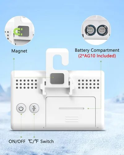 Vista 6 de KeeKit Termómetro para refrigerador, termómetro digital para nevera con pantalla LCD, medidor de temperatura del congelador con interruptor de ℃/℉