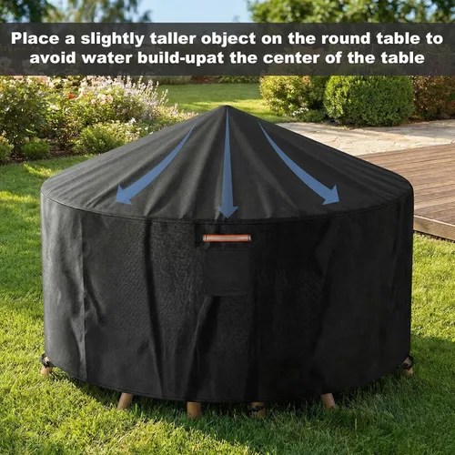 Vista 4 de Patio 70" Round Table Chair Cover Waterproof 420D Heavy Duty Windproof Outdoor Furniture Protector Cover for Patio Garden Lawn Table and Chair Set
