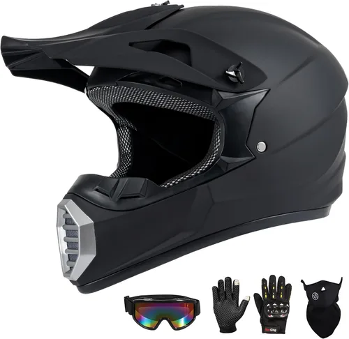 Vista 15 de Casco de motocross para niños y jóvenes aprobado por DOT, Casco de cara completa para ATV, moto de todoterreno y bicicleta de tierra para adultos