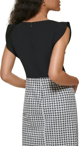 Vista 2 de DKNY Women's Flutter Sleeve Faux Wrap with Hardware