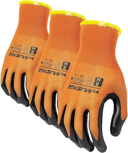 Vista 19 de MANUSAGE Guantes de trabajo de seguridad - Guante protector para hombres y mujeres - Protección de mano ultradelgada - Para construcción Negro