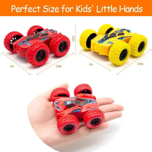 Vista 5 de DqsWko Coches de fricción de doble cara para niños, auto de inercia de vibración. Coche de juguete para tirar hacia atrás. Coche grande de juguete