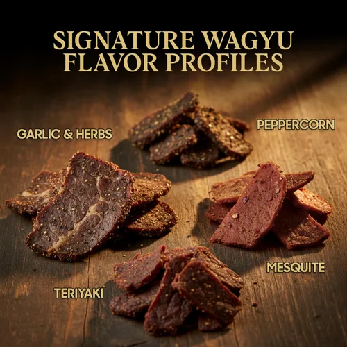 Vista 5 de Five Star Wagyu Beef Jerky - Ajo y Hierba + Pimienta Variedad Paquete de 2 (4 onzas)
