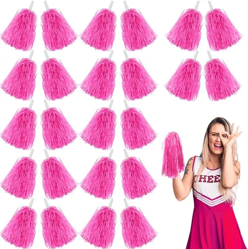 Vista 9 de Lovecheer 24 pompones de plástico de animadora con asa para animadoras deportivas y bailar