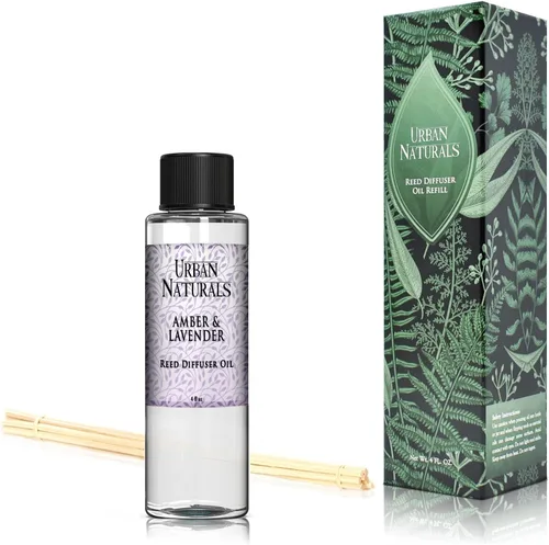 Vista 7 de Urban Naturals Recambio de aceite difusor de varillas ámbar y lavanda, lavanda relajante, ámbar cálido, aroma calmante para habitación, 4 onzas +
