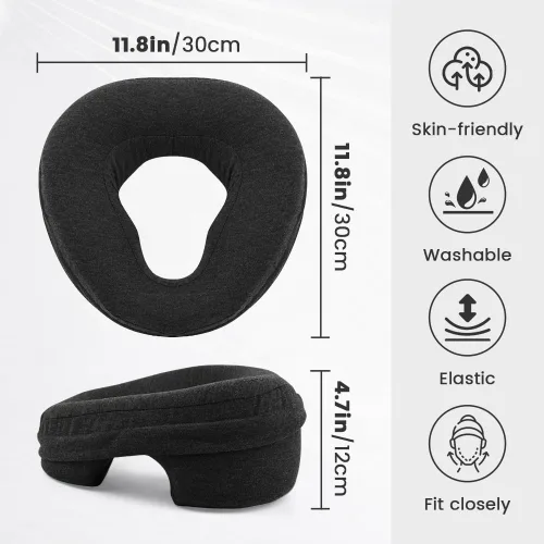 Vista 2 de Kakalote Reposacabezas de masaje para cama, almohada ergonómica de masaje de espuma viscoelástica para spa, siesta y cuidado de la piel (negro)